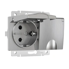 Изображение Розетка двойная влагозащищенная с заземлением с крышками и шторками (серебряный рифленый) W1172209